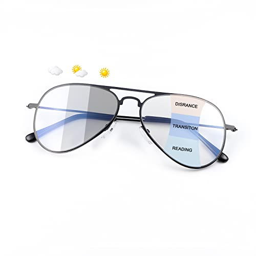 PEEPAI Photochrom Progressive Multifokus Lesebrille UV400 Leser Anti Blau Lichtbrille Sonnenbrille für Männer Frauen
