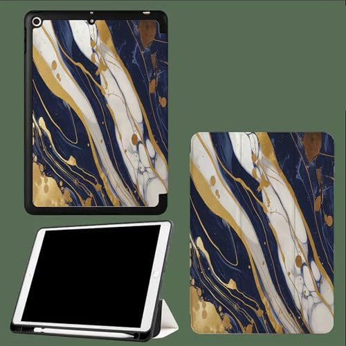 Hülle für iPad 10.Generation 2022,iPad 10,9 Hülle mit Pencil Halter Case mit Ständer Funktion und Auto Schlafen/Wachen Schutzhülle für iPad 10,9 Zoll Blaue Streifen