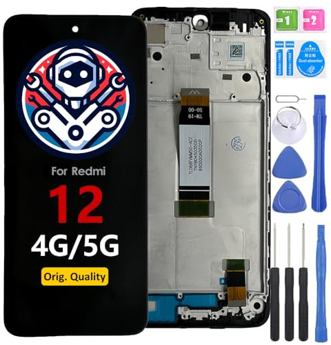 iYAiYO Pantalla LCD Táctil Repuesto Compatible con Redmi 12 4G Original con Marco Reparación Pantalla Display Completa Digitalizador De Reemplazo con Herramientas