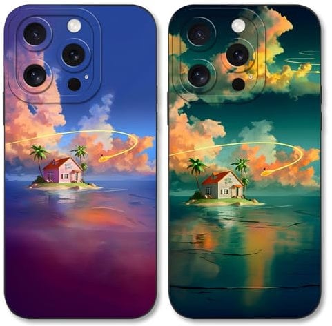 Eouine 2 Pack Phone Case For iPhone X/XS 5.8 inch, Anime Japanese Manga Cartoon Manga Pattern Shockproof Soft Aesthetics Design Full lens Protection Cover for Children Boy Girl, Black