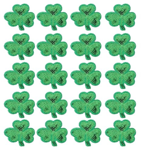 VILLCASE 20 Stück Kleeblatt Aufnäher Grün 4 Cm Diy Bügelbild Patch Für Kleidung Taschen Hüte Stick Applikationen Zur Dekoration Und Reparatur Ideal Für St. Patrick'S Day Und Freizeitkleidung