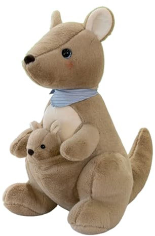 AQCQDQ Känguru Plüschtier Plüschtiere, Süßes Kuscheltier Mutter und Kind Känguru, Realistisch Flauschiges Stofftier Känguru zum Kuscheln, Halloween für Kinder Kuscheln Spielen Schlafen (26 cm,Kamel)