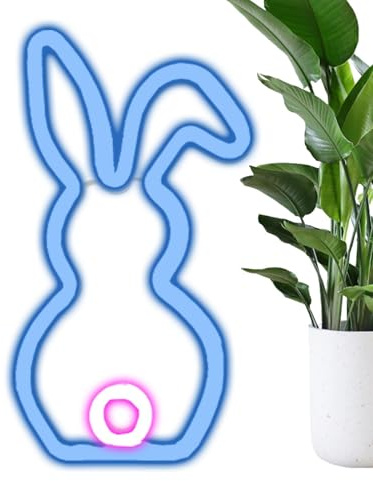 LED Neonschild in Hasenform, Neon Osterhasen, Regenbogenfarben, Neonlicht für Raumdekoration, kreativer Spring Tisch, Hase, beleuchtete Schilder für Wohnheim, Schlafzimmer