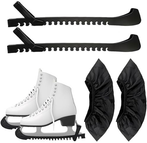 JSUOEO 1 Paar Verstellbarer Kufenschoner Schlittschuhe mit Schlittschuh Staubschutzhülle Schwarz Schlittschuh Schoner Schlittschuhschutz Zubehör für Erwachsene Kinder Anfänger