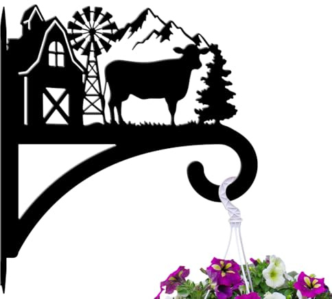 peacoblue Ganchos de hierro para plantas de 30 x 34,5 cm para colgar plantas de interior y exterior, flores, helechos, macetas, farol, comedero de pájaros, soporte de pared de metal para porche