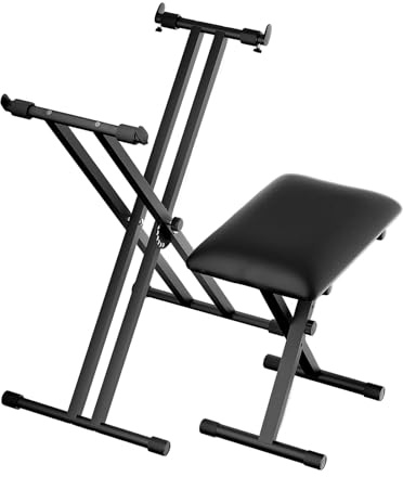 tipatyard Keyboard & Bench Set, 2025 Upgrade Heavy Duty Double-X Keyboard Ständer, Adjustable & Portable Digital Piano Stand with Locking Straps