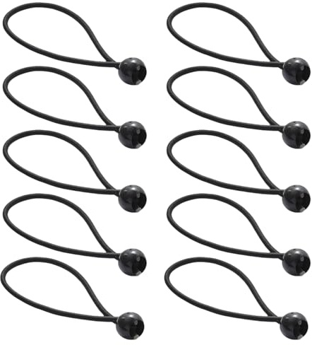 ApexPine 10 Pcs Bungee Ball Cords, 15cm Elastic Ties for Tent Tarp Camping | 10 pack bungee ball cords, elastic braided rope with plastic ball, for tent tarp gazebo flag furniture cover fixing