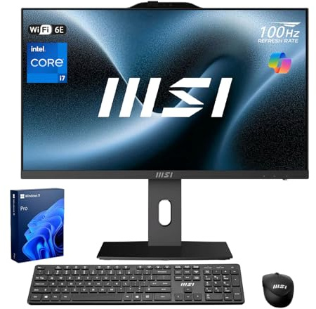 msi PRO AP272P Ordinateur de bureau tout-en-un professionnel, écran IPS FHD 100 Hz de 27, processeur Core i7-14700, 16 Go DDR5, SSD 512 Go, webcam IR FHD, Wi-Fi 6E, HDMI, DP, KB et souris sans fil