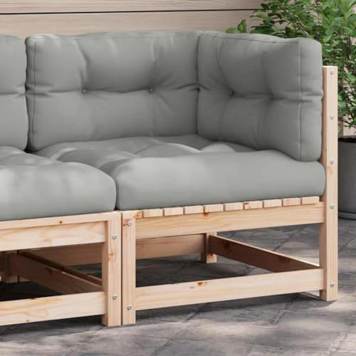 kithwjll Garten Ecksofa mit Kissen, Massivholz Kiefer, 70x70x67cm, Modulares Design, Wetterfeste Sofagarnitur für Balkon & Terrasse, Bequeme Outdoor Lounge Sitzgruppe