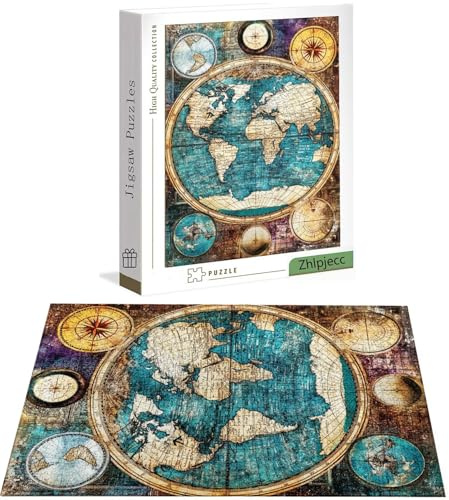 3000 Piece Jigsaw Puzzles for Adults, Color Jigsaw Puzzles for Adults, Wooden Puzzle with Gift Box, World Map Jigsaws for Family Educational Games, Unique Gifts for Women/Men, Home Wall Decor H-7869