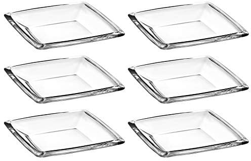 Barski - European Glass - Salad - Dessert - Square - Plate - Artistically Designed - 7 Diameter - Set of 6 - Made in Europe