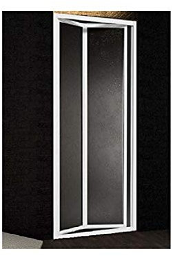 Porta doccia a nicchia apertura due ante libro alluminio bianco e acrilico opaco effetto bagnato h.185cm BOREAS (70/75 cm)