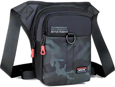 QINGLOU Sport Hüfttasche, Beintasche Schwarz Beintasche Outdoor Beintasche Motorrad Beintasche Herren GüRtel Beintasche Wasserdicht Beintasche HüFttasche