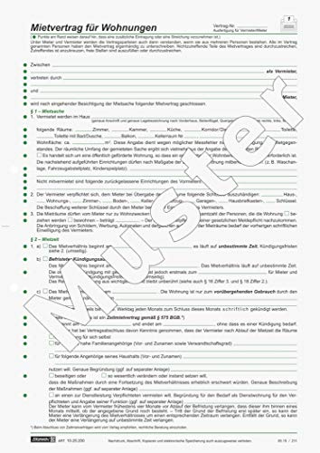 Baier & Schneider Vertragsformular Mietvertrag Wohnungen, A4, 6 Blatt (2 Verträge)