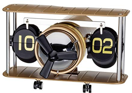 Eichmüller since 1950 Deko Flip Uhr - Flieger Design - Gold/Silber - Tischuhr
