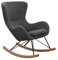 SalesFever Schaukelstuhl SKAL | Bezug Teddyfell in Grau | Kufen Massiv-Holz | Gestell Metall schwarz | Rocking-Chair im skandinavischen Design