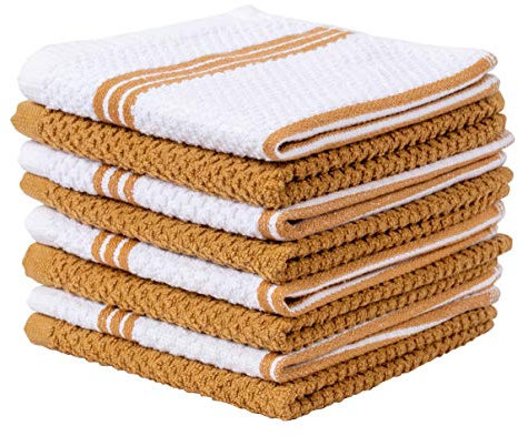 Living Fashions 8 Pack Dish Cloths for Washing Dishes - 100% Cotton Absorbent Dish Towels Size 12 x 12 - Perfect Rags for Washing Dishes - Kitchen Rags and Washcloths for Dishes (Brown)