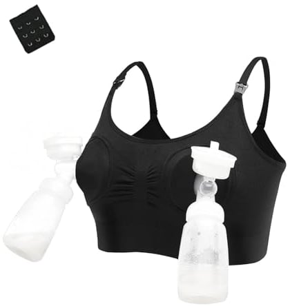 Springcmy Women Hands Free Breast Pump Breast Feeding Pump Pumping Breastpump Maternity Nursing Bra (Black, M)