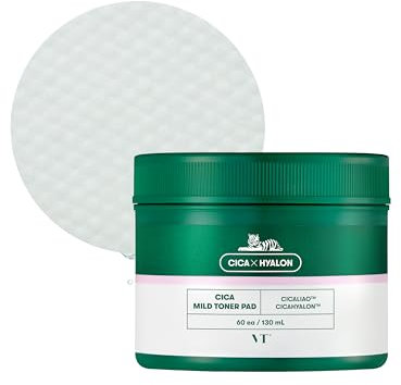 VT COSMETICS Cica Mild Toner Pad 60 Pcs (130 ml) - Cica Hyalon Soft Tonerkissen 0,5% Salicylsäure, beruhigende Repair, Anti-Akne, Narben sogar Hautton, 60 Stück / 130 ml
