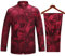 Tang Suit Herren Hanfu Traditionelle Chinesische Kleidung Kung Fu Shirt Uniform Langarm Mantel Tops und Hosen - Rot - XL