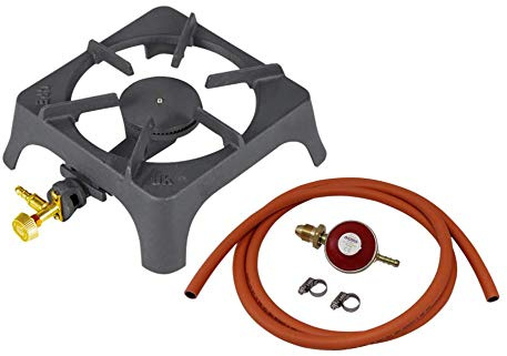 Small CAST Iron Boiling Ring/Burner Gas - Propane/Butane LPG With Hose and Regulator, 2500 Watts