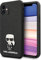 Karl Schutzhülle für iPhone 12, Saffiano (PU-Leder, mit Metallstift), Schwarz