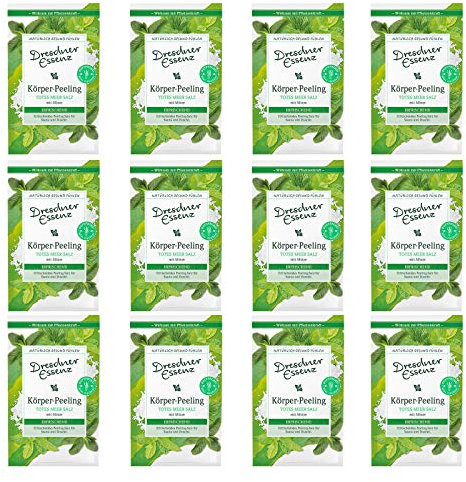 12er Pack Dresdner Essenz Körper-Peeling Totes Meer Salz Minze 12 x 50 g Hautpeeling
