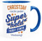 SpecialMe® Kaffee-Tasse Superheld Spruch Nicht jeder Superheld trägt einen Umhang mit Namen persönliche Geschenke Danke Held blau Keramik-Tasse