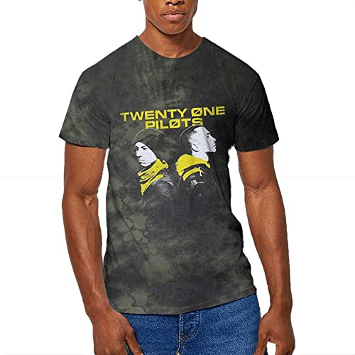 Twenty One Pilots T Shirt Back to Back Band Logo Unisex Dip Dye Green M