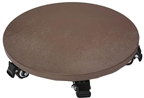 DUNAKE Pflanzenroller Außenbereich, Untersetzer Mit Rollen Holz Rollbrett Pflanzen Rund Mit 360° Drehbaren Rollen, Blumentopf Untersetzer Für Drinnen Mit Bremse (Size : 14 inch)