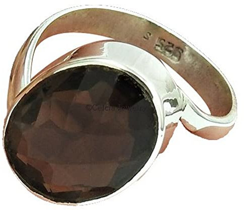 Echter Rauchquarz, brauner Edelstein, ovaler Ring, Solitärring, schöne Geschenke, Sisiter-Ehefrau, Muttergeschenk, Versprechen, Freundschaft, zarte Geschenke für sie (Rauchquarz)