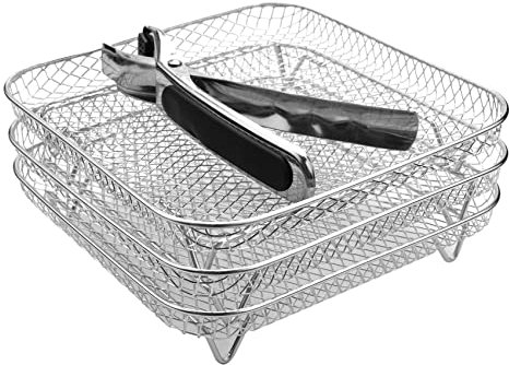 Jpdisdd for Air Fryer 8 Inch Three Stacking Shelves, for Multi-layer Stainless Steel Dehydrator, Accessories for Air Fryer