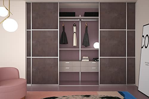 Alucabina - 4 puertas correderas para cierre de armarios de pared acabadas con paneles de madera ennoblecida y estructura de aluminio - anchura hasta 400 cm y altura hasta 286 cm