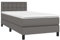 vidaXL Boxspringbett mit Matratze Einzelbett Kunstlederbett Polsterbett Bettgestell Bett Hotelbett Schlafzimmerbett Bettrahmen Lattenrost Grau 100x200cm