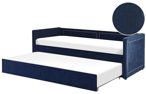 Beliani Platzsparendes Tagesbett Cord in Blau 90 x 200 cm mit Lattenrost Mimizan