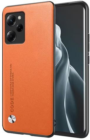 EASSGU Hülle für Poco X5 Pro 5G (6.67 Inches) Handyhülle im Business Stil mit PU Lederrückseite - Orange