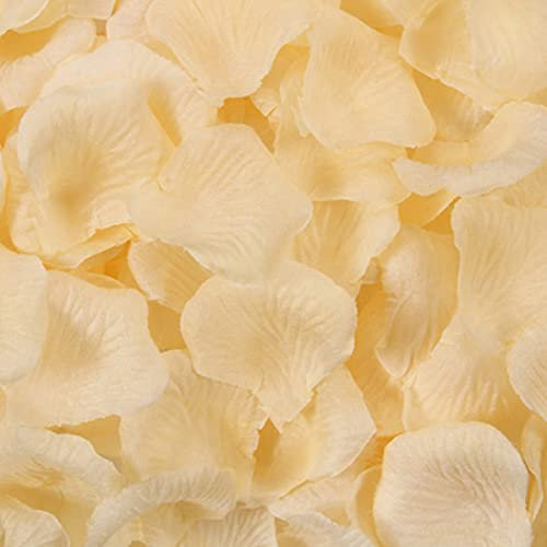 Haobase 2000Pcs Rose Petals Artificial Flower Fake Rose Petals for Valentines Day, Propose, Wedding, Table Scatter Decoration (Champagne)