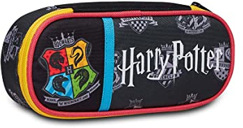 Seven Portapenne Scuola Round Plus Harry Potter, Nero, The Magical Creatures, Bustina Ovale con Elastici Porta Penne e Taschino Interno, Accessori Zaino, Scuola