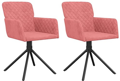 vidaXL Esszimmerstühle 2 Stk. Drehbar Rosa Samt