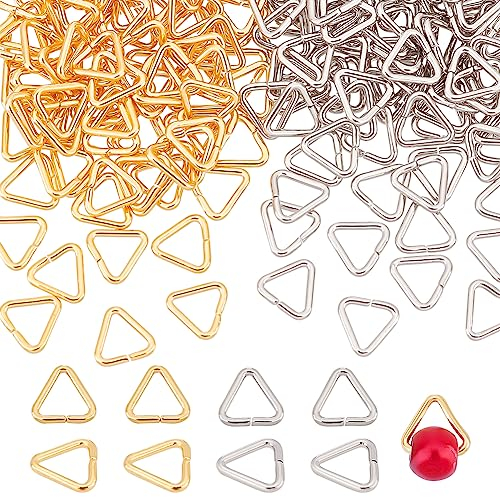 PH PandaHall 18 Karat Vergoldete Dreieckige Offene Biegeringe 120 Stück 5mm Klemmclip Bügel Messing Aufhänger Anschlüsse Anhängerschnalle Schmuckverbinder Für DIY Armband Ohrring Schmuckherstellung