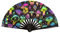 Qchengsan UV Glow Rave Hand Fan,Festival Fan,Large Folding Hand Rave Fan for Festival,Halloween,Rainbow Outfits for Women & Rave Accessories,Clack Hand Held Fan for Party,Folding Fan (Waves)