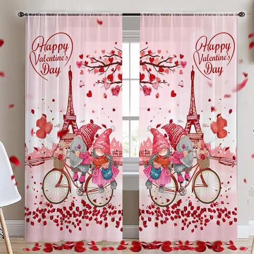 Cochpriet Rote Fahrrad Valentinstag Vorhänge für Schlafzimmer Wohnzimmer Herbst 52x63