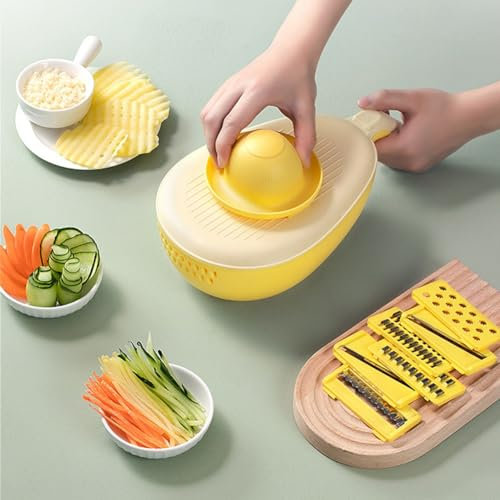 Fruit and Vegetable Grater, 4 in 1 Kitchen Grater with Multifunctional Storage Box(黄色)