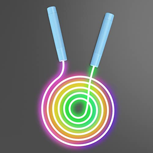 Farblich Leuchtendes Springseil für, 2, 8 M Langes PVC-Seil mit Blinkenden LEDs, Batteriebetrieben, Cool und Auffällig, Geeignet für Alle (Neu -blauer Griff -Regenbogenlicht