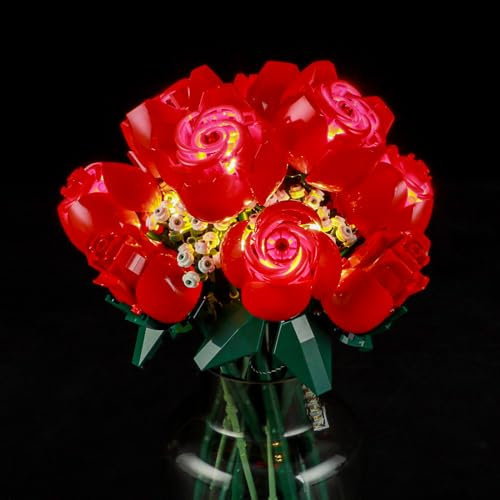 BRIKSMAX Kit di illuminazione a led per LEGO Icons Bouquet di rose (Versione aggiornata) - Compatible with Lego 10328 Modello di blocchi predefiniti- Non includere il set Lego