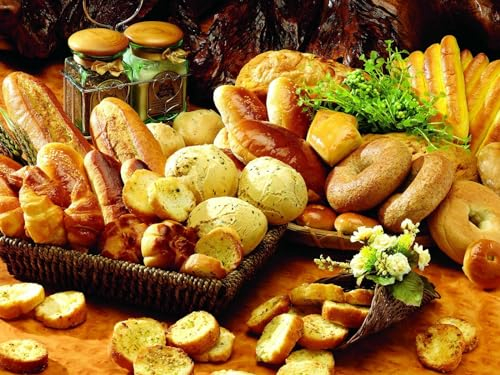 Puzzle 1000 Teile,Geschicklichkeitsspiel für die ganze Familie, Gebäck, Brot, Brötchen 70x50cm