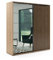 BM-Möbel B&M Furniture Schiebeschrank mit Lamellen und Spiegel Liman - Moderner Kleiderschrank Minimalistisch, Loft-Stil - 200x62x245 cm - Korpus Craft Gold, Fronten Schwarz, Lamellen Craft Gold