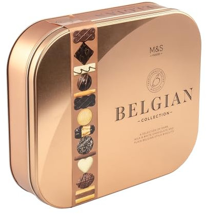 Premium Belgian Coated Biscuit Collection in Presentation Tin, 500g, Milk, White & Dark