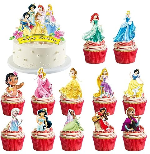 MGKEOUF 49 pcs Princess Cake Toppers - Princess Birthday Cake Decoration
