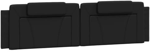 vidaXL Kopfteil Kissen Viana, Kopfteilkissen mit Reißverschluss, Rückenkissen mit Rückenunterstützung, Kopfkissen Lesekissen, Schwarz 200cm Kunstleder